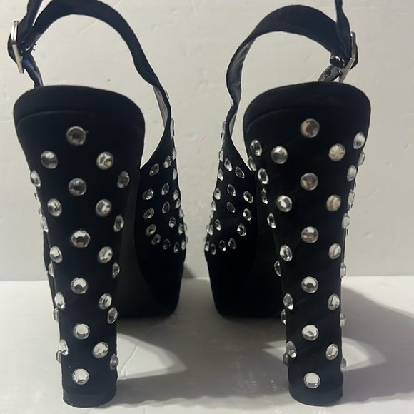 Sole Obsession Black Rhinestone Hassan Peep Toe Slingback Pumps 8.5 - Picture 3 of 13